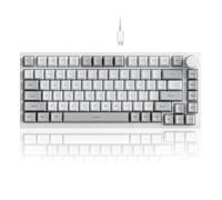 FIRSTBLOOD ONLY GAME. AK820 Clavier mécanique filaire 75 touches gris-blanc, clavier de jeu USB remplaçable à chaud avec commutateurs rouges, touches multimédia, rétroéclairé blanc