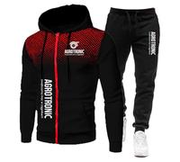 FirstCic Ensemble de vêtements de sport pour homme Agro.tr_onic Sweat à capuche et pantalon en molleton mélangé coton imprimé, deux pièces (Noir,Grand)