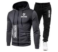 FirstCic Ensemble de vêtements de sport pour homme Agro.tr_onic Sweat à capuche et pantalon en molleton mélangé coton imprimé, deux pièces (Gris,TG)