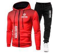 FirstCic Ensemble de vêtements de sport pour homme Agro.tr_onic Sweat à capuche et pantalon en molleton mélangé coton imprimé, deux pièces (Rouge,TP)
