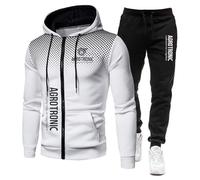 FirstCic Ensemble de vêtements de sport pour homme Agro.tr_onic Sweat à capuche et pantalon en molleton mélangé coton imprimé, deux pièces (Blanc,S)