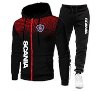 FirstCic Ensemble de vêtements de sport pour homme Sc.a_nia Sweat à capuche et pantalon en molleton mélangé coton imprimé, deux pièces (Noir,Grand)