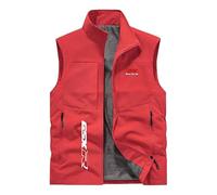 FirstCic Gilet tactique multifonctionnel pour homme G.S.X-R Print Gilet de photographie en extérieur Gilet résistant à l'usure et respirant (Rouge,Grand)