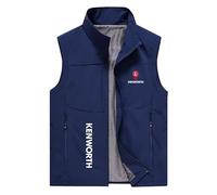 FirstCic Gilet tactique multifonctionnel pour homme Ken.wo_rth Print Gilet de photographie en extérieur Gilet résistant à l'usure et respirant (Bleu,S)