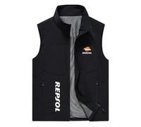 FirstCic Gilet tactique multifonctionnel pour homme Re.p_sol Print Gilet de photographie en extérieur Gilet résistant à l'usure et respirant (Noir,4TG)