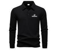 FirstCic is.u_zu Polo Homme à Manches Longues en Maille Waffle en Coton Simulé Sèche Rapide et Respirable Coupe Sportif et Démuni (Noir,M)