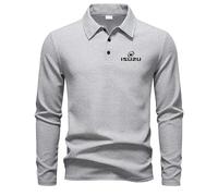 FirstCic is.u_zu Polo Homme à Manches Longues en Maille Waffle en Coton Simulé Sèche Rapide et Respirable Coupe Sportif et Démuni (Gris,M)