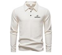 FirstCic is.u_zu Polo Homme à Manches Longues en Maille Waffle en Coton Simulé Sèche Rapide et Respirable Coupe Sportif et Démuni (Beige,TG)