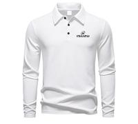 FirstCic is.u_zu Polo Homme à Manches Longues en Maille Waffle en Coton Simulé Sèche Rapide et Respirable Coupe Sportif et Démuni (Blanc,M)