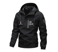 FirstCic Sweat-Shirt à Capuche pour Homme Printemps et Automne Ca.m_aro Imprimé Veste d'extérieur Coupe-Vent et imperméable Vêtements de Sport décontractés (Noir,TG)