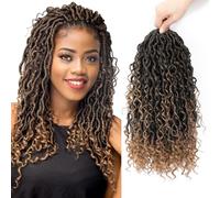 Firstcyh Hair Extension de Cheveux Fausse Locks Crochet Braids 1B/27 Soft Locs 45.72 cm Bohème Coudre 8 Paquets 12 Supports/Paquet Dreadlocks Extension Naturel