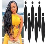 FIRSTCYH HAIR Rajout Cheveux Tresses 1B Meches Boucle Pour Tresses Africaine 6 Paquets Boho Crochet Braids Meches 36 Inch Yaki Nattes Extensions De Cheveux Pré-étiré