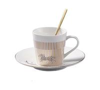 FirstDecor Tasse et soucoupe avec miroir en forme de cheval - Avec image inversée - En porcelaine dorée - Pour cappuccino, lait, expresso, thé, café - Joli cadeau