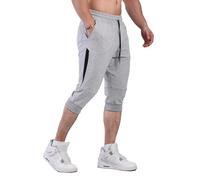 FIRSTGYM Casua Pantalon de Jogging 3/4 fuselé pour Homme, Gris Clair, Taille L
