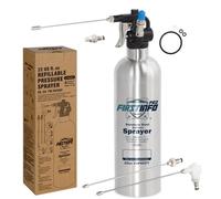 FIRSTINFO A1636K | Pulvérisateur de Nettoyant pour Freins Rechargeable Breveté | 650 ml en Acier Inoxydable | Pression Max. 110 psi | Bouteille Aérosol Réutilisable avec 4 Buses Interchangeables