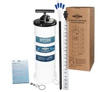 FIRSTINFO Extracteur d’Huile Manuel 9 L, 3e Génération Brevetée, Fabriqué à Taïwan, Pompe de Vidange par Aspiration Avec Manomètre, 5 Tuyaux Dont Sonde Ultra-Fine 130 cm, A1108H