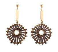 Firstmeet Boucles d'oreilles pendantes faites à la main en bois naturel bohème pour femme, Bois, Pas de pierre précieuse