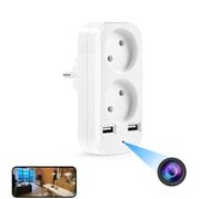 Firstoy Caméra cachée, caméra convertisseur avec 2 interfaces USB et 2 Prises EU, Adaptateur HD WiFi EU avec visualisation à Distance et Sauvegarde Automatique, Surveillance Interne de la sécurité