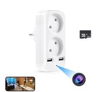 Firstoy Caméra cachée, caméra convertisseur avec 2 interfaces USB et 2 Prises EU, Adaptateur HD WiFi EU avec visualisation à Distance et Sauvegarde Automatique, Surveillance Interne de la sécurité