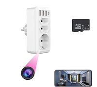 Firstoy Caméra cachée, Prise UE avec 3 Interface USB et Port de Type C, Adaptateur HD WiFi UE avec Vision Nocturne et Fonction de visualisation à Distance, Surveillance pour la sécurité intérieure