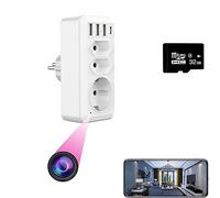 Firstoy Caméra cachée, Prise UE avec 3 Interface USB et Port de Type C, Adaptateur HD WiFi UE avec Vision Nocturne et Fonction de visualisation à Distance, Surveillance pour la sécurité intérieure