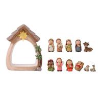 FIRSTXIU 1 ensemble de statues de naissance de sainte ornement LED lumière crèche artisanat résine mangeuse de Noël catholique figurine de table