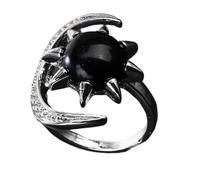 FIRSTXIU Bagues en cristal étincelant confortables à porter avec des pierres précieuses naturelles, bijoux tendance en cristal accessoire étoile et lune, taille unique, Comme décrit, Comme décrit.