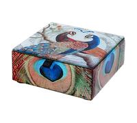 FIRSTXIU Boîte à bijoux en verre avec peintures colorées - Boîte de rangement sophistiquée pour bijoux avec motif de peintures pour voyage à la maison