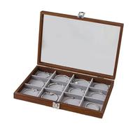 FIRSTXIU Boîte de rangement multifonction en bois pour boucles d'oreilles avec plusieurs emplacements et couvercle transparent pour ranger des accessoires et des boucles d'oreilles