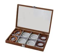 FIRSTXIU Boîte de rangement multifonction en bois pour boucles d'oreilles avec plusieurs emplacements et couvercle transparent pour ranger des accessoires et des boucles d'oreilles