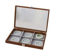 FIRSTXIU Boîte de rangement multifonction en bois pour boucles d'oreilles avec plusieurs emplacements et couvercle transparent pour ranger des accessoires et des boucles d'oreilles