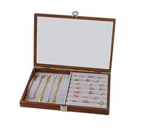 FIRSTXIU Boîte de rangement multifonction en bois pour boucles d'oreilles avec plusieurs emplacements et couvercle transparent pour ranger des accessoires et des boucles d'oreilles