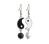 FIRSTXIU Boucles d'oreilles pendantes noires et blanches pour Chi avec symbole ancien pour femmes et filles
