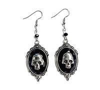 FIRSTXIU Boucles d'oreilles pendantes vintage en alliage en forme de tête de mort gothique, punk, accessoires de bijoux, boucles d'oreilles en alliage