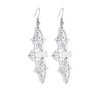 FIRSTXIU Boucles d'oreilles, squelette punk, longues boucles d'oreilles pendantes en forme de tête de mort, accessoires de costume d'Halloween, bijoux Hip Hop Rock