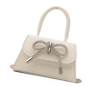 FIRSTXIU Bowknot Designs Petit sac à main tendance de couleur unie Sac à bandoulière en cuir PU à rabat carré pour femme, blanc, Taille unique