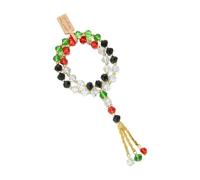 FIRSTXIU Bracelet de prière réglable en cristal artificiel pour le Ramadan - Fait à la main - Avec drapeau triangulaire - Bijoux religieux - Pompons, taille unique, Comme décrit