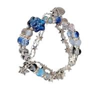FIRSTXIU Bracelet élégant orné d'étoiles bleues en alliage de verre pour un ajustement confortable et tendance