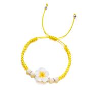 FIRSTXIU Bracelet tissé en argile douce avec breloque fleur colorée faite à la main en corde tressée faite à la main, accessoires de chaîne de poignet hawaïen Plumeria Rubra, taille unique, Comme