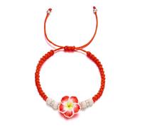 FIRSTXIU Bracelet tissé en argile douce avec breloque fleur colorée faite à la main en corde tressée faite à la main, accessoires de chaîne de poignet hawaïen Plumeria Rubra, taille unique, Comme