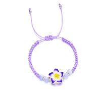 FIRSTXIU Bracelet tissé en argile douce avec breloque fleur colorée faite à la main en corde tressée faite à la main, accessoires de chaîne de poignet hawaïen Plumeria Rubra, taille unique, Comme