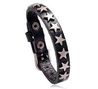 FIRSTXIU Bracelets, bracelet vintage en cuir et alliage, bracelet large manchette bijoux punk rock motard bracelet pour femmes hommes