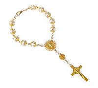 FIRSTXIU Bracelets, chapelet auto perles bracelet catholique Benoît Crucifix Divine Miséricorde pour homme et femme