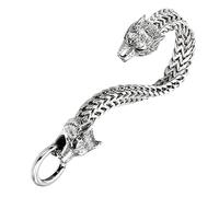 FIRSTXIU Bracelets pour homme en acier inoxydable avec tête de loup - Design tendance - Longueur réglable pour un usage quotidien et des occasions spéciales