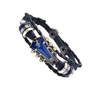 FIRSTXIU Bracelets rétro en cuir synthétique style punk - Bracelet tressé à la main - Pour les amateurs de musique