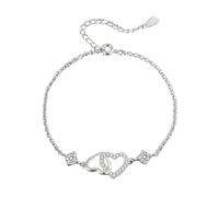 FIRSTXIU Breloque double cœur avec fermoir sécurisé pour la peau, bijou de poignet, accessoire d'anniversaire, chaîne élégante en forme de cœur pour un usage quotidien