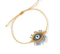 FIRSTXIU Breloque œil en verre blanc réglable pour couples, bijoux faits à la main, design inspiré de la dopamine, bracelet à perles rondes avec motif cils, taille unique, Comme décrit