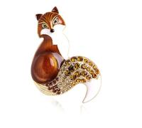 FIRSTXIU Broche, renard broche strass breloque épingle animal badge bijoux sac à dos décoration accessoires de mode pour vestes vêtements, 3.5*5.2cm