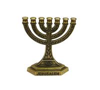 FIRSTXIU Chandelier traditionnel juif Menorah 7 branches Temple de Jérusalem Bougeoir 12 tribus d'Israël Menorah Candélabre