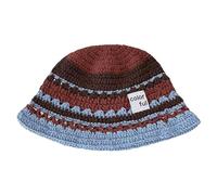 FIRSTXIU Chapeau cloche occidental tissé à la main respirant Cloches vintage simple crochet coloré vintage vagues seau, Marron, bleu., Taille unique